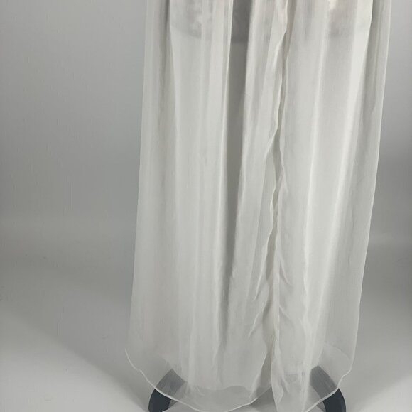 Vivi Party Embroidered Boho Maxi Dress White Sheer Taffeta Skirt Size Medium - Picture 7 of 10